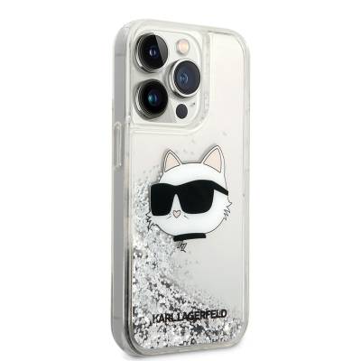 Apple iPhone 14 Pro Max Case Karl Lagerfeld Liquid Glittery Choupette Head Design Cover - 9