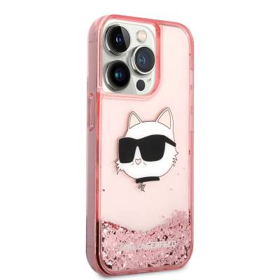 Apple iPhone 14 Pro Max Case Karl Lagerfeld Liquid Glittery Choupette Head Design Cover - 10