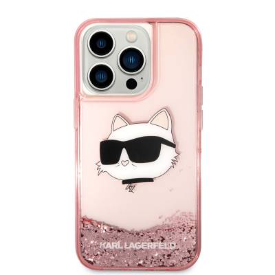 Apple iPhone 14 Pro Max Case Karl Lagerfeld Liquid Glittery Choupette Head Design Cover - 18