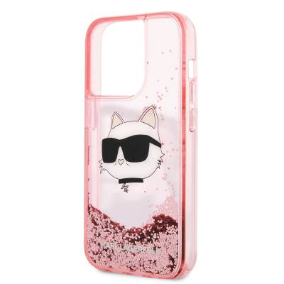 Apple iPhone 14 Pro Max Case Karl Lagerfeld Liquid Glittery Choupette Head Design Cover - 20