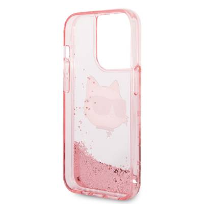 Apple iPhone 14 Pro Max Case Karl Lagerfeld Liquid Glittery Choupette Head Design Cover - 21