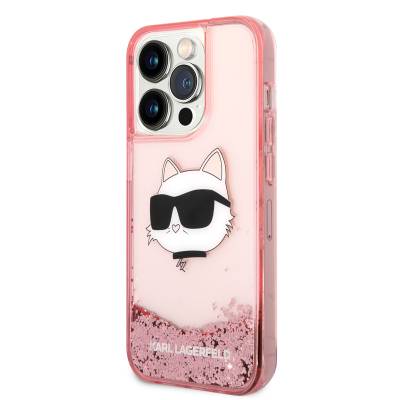 Apple iPhone 14 Pro Max Case Karl Lagerfeld Liquid Glittery Choupette Head Design Cover - 24