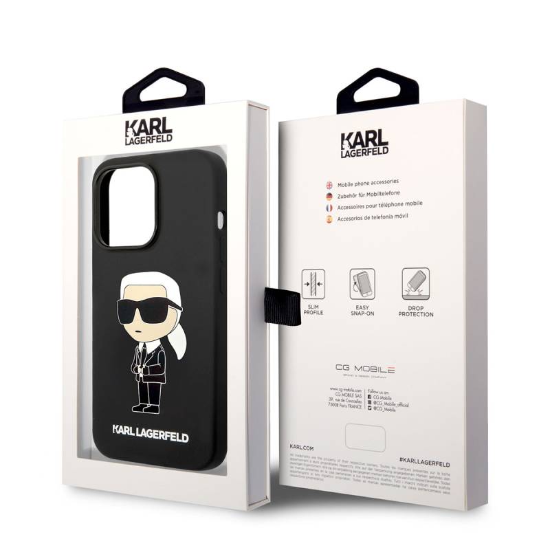 Apple iPhone 14 Pro Max Case Karl Lagerfeld Magsafe Silicone Karl Design Cover with Charger - 7