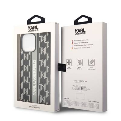 Apple iPhone 14 Pro Max Case Karl Lagerfeld PU Faux Leather Stripe Design Cover - 3