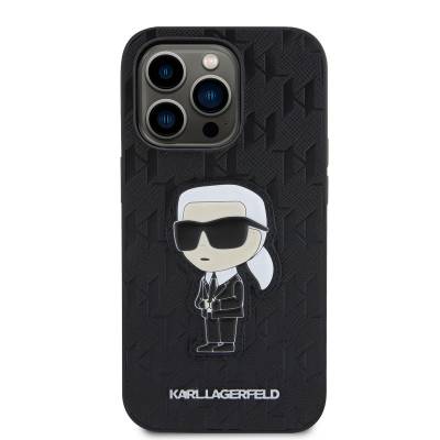 Apple iPhone 14 Pro Max Case Karl Lagerfeld Saffiano Leather Karl Design Cover - 5