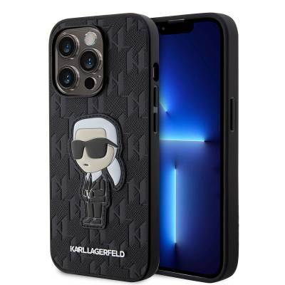 Apple iPhone 14 Pro Max Case Karl Lagerfeld Saffiano Leather Karl Design Cover - 1