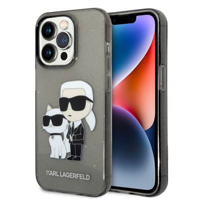 Apple iPhone 14 Pro Max Case Karl Lagerfeld Transparent Glitter K&C Design Cover - 1