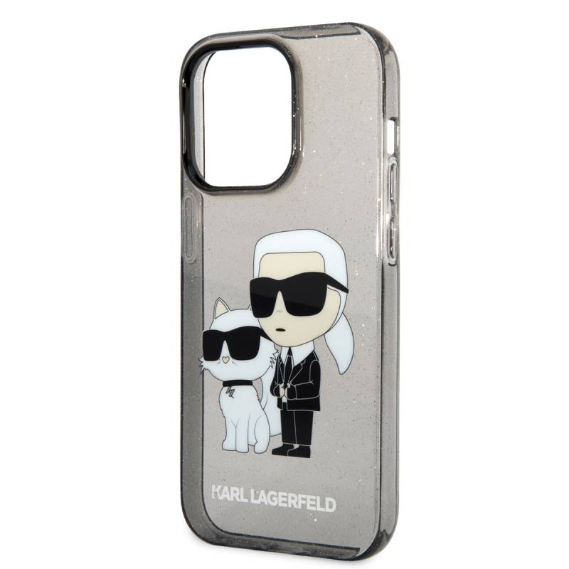 Apple iPhone 14 Pro Max Case Karl Lagerfeld Transparent Glitter K&C Design Cover - 5