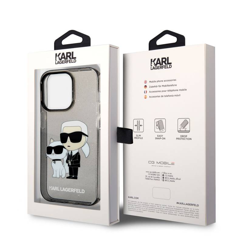 Apple iPhone 14 Pro Max Case Karl Lagerfeld Transparent Glitter K&C Design Cover - 7