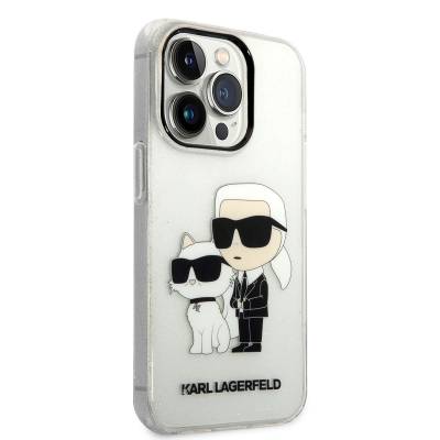 Apple iPhone 14 Pro Max Case Karl Lagerfeld Transparent Glitter K&C Design Cover - 9