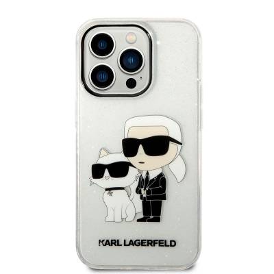 Apple iPhone 14 Pro Max Case Karl Lagerfeld Transparent Glitter K&C Design Cover - 10