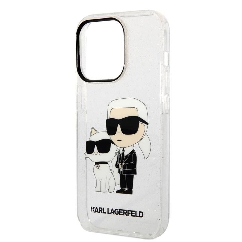 Apple iPhone 14 Pro Max Case Karl Lagerfeld Transparent Glitter K&C Design Cover - 12