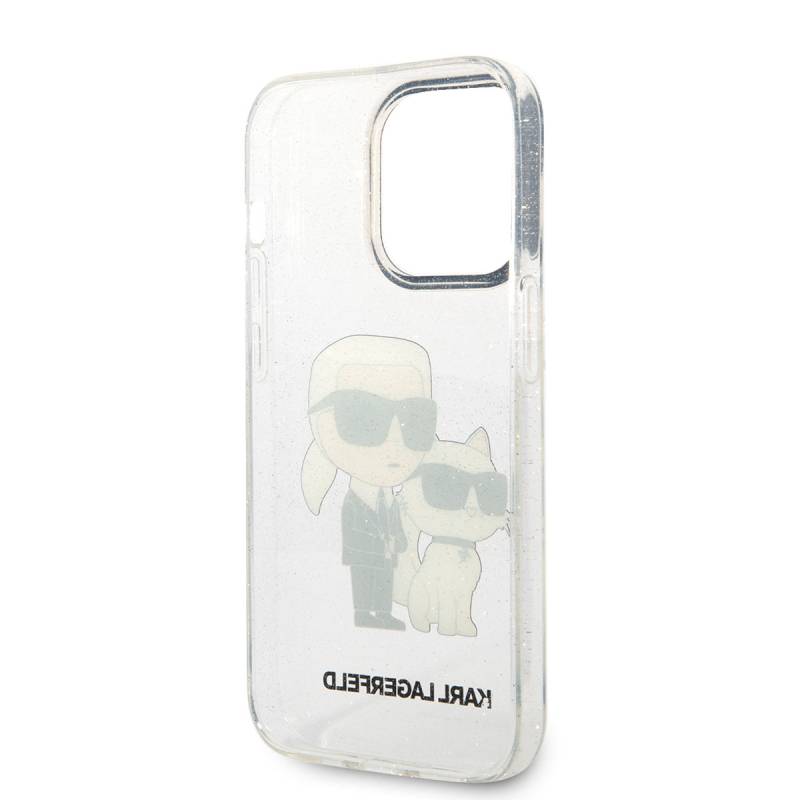 Apple iPhone 14 Pro Max Case Karl Lagerfeld Transparent Glitter K&C Design Cover - 13