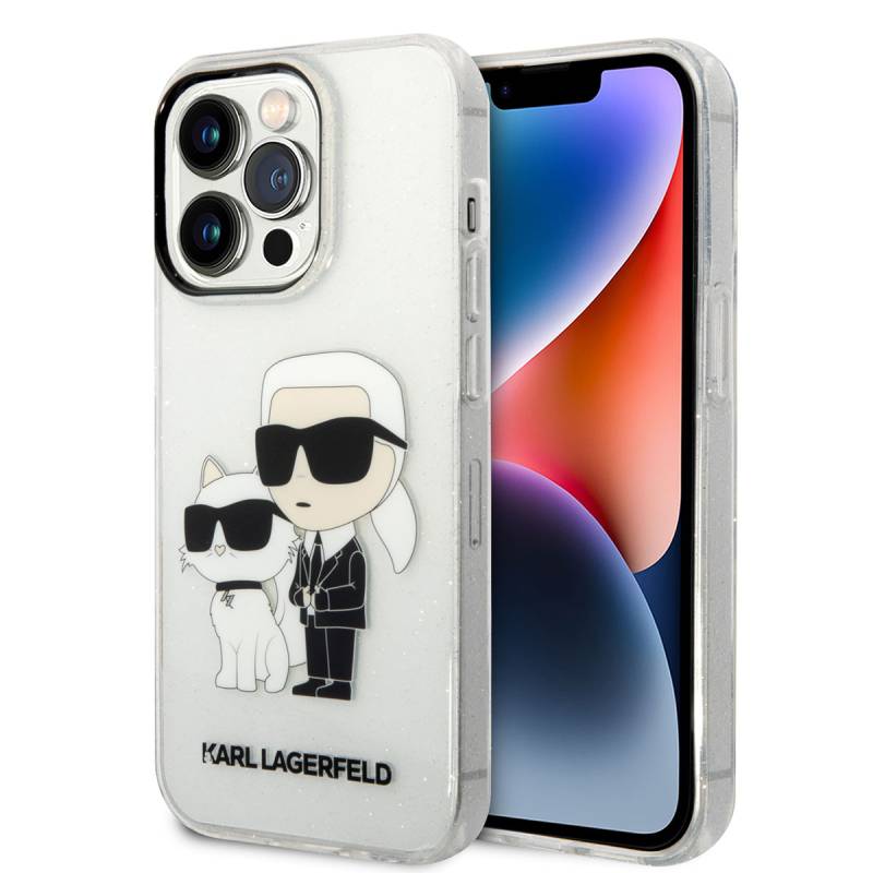 Apple iPhone 14 Pro Max Case Karl Lagerfeld Transparent Glitter K&C Design Cover - 15