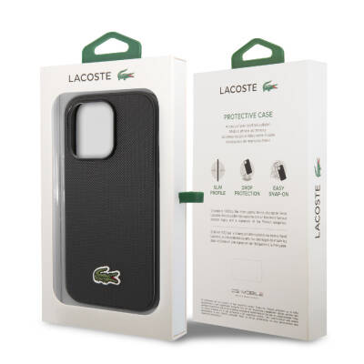 Apple iPhone 14 Pro Max Case Lacoste Original Licensed PU Pique Pattern Back Surface Cover with Iconic Crocodile Woven Logo - 24