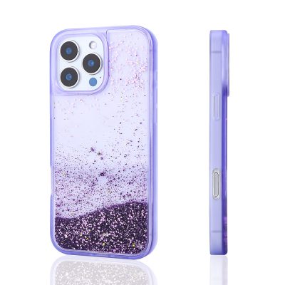 Apple iPhone 14 Pro Max Case Liquid Glitter Transparent Back Surface Zore Keto Silicone Cover - 1