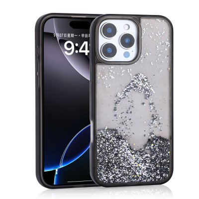 Apple iPhone 14 Pro Max Case Liquid Glitter Transparent Back Surface Zore Keto Silicone Cover - 8