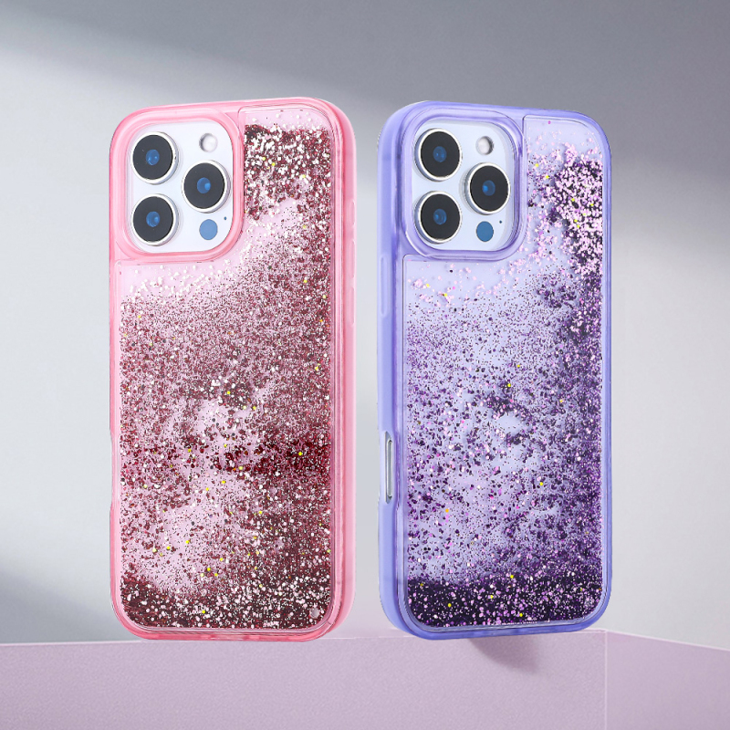 Apple iPhone 14 Pro Max Case Liquid Glitter Transparent Back Surface Zore Keto Silicone Cover - 10