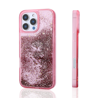 Apple iPhone 14 Pro Max Case Liquid Glitter Transparent Back Surface Zore Keto Silicone Cover - 3