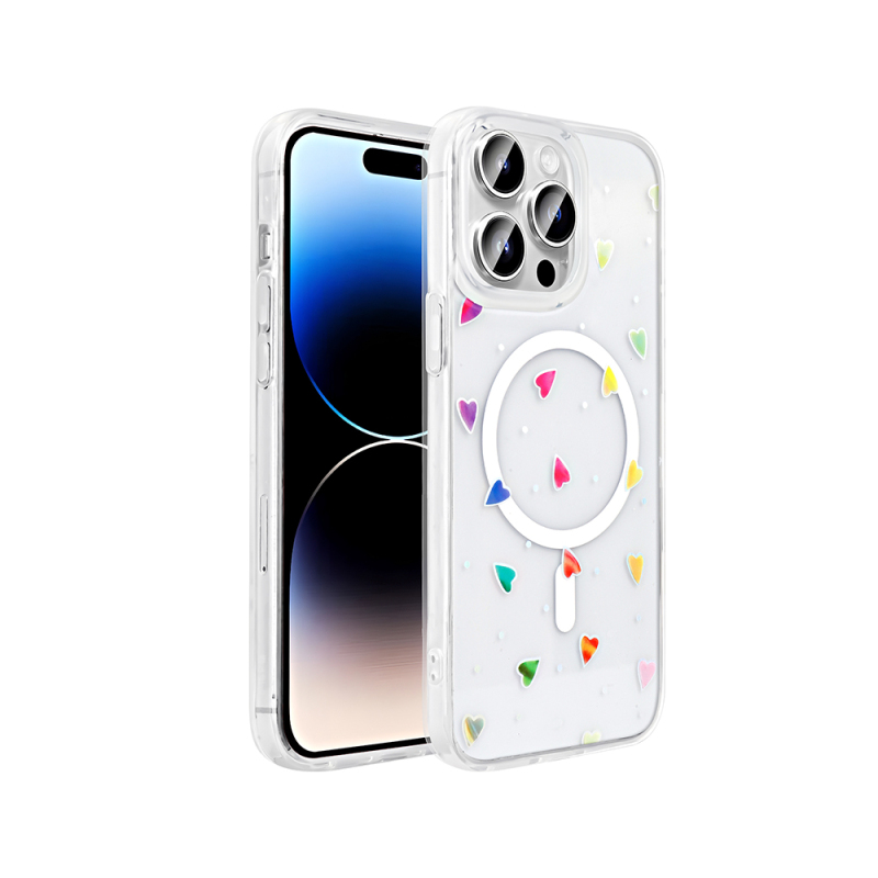 Apple iPhone 14 Pro Max Case M-Safe Charging Transparent Zore Folk Hard Cover - 2