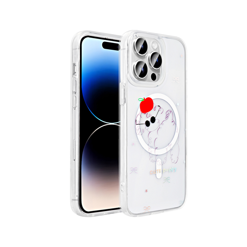 Apple iPhone 14 Pro Max Case M-Safe Charging Transparent Zore Folk Hard Cover - 6
