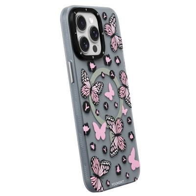 Apple iPhone 14 Pro Max Case Magsafe Charging Featured Butterfly Pattern Youngkit Shadow Dance Series Cover - 9