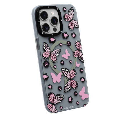 Apple iPhone 14 Pro Max Case Magsafe Charging Featured Butterfly Pattern Youngkit Shadow Dance Series Cover - 8