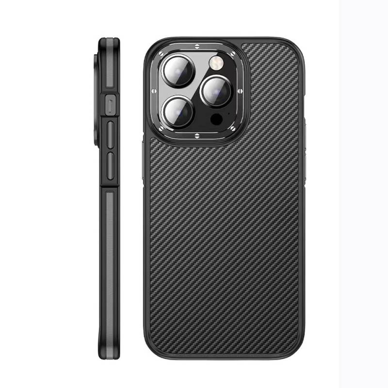 Apple iPhone 14 Pro Max Case Matte Transparent Carbon Fiber Look Wlons Marine Cover - 1
