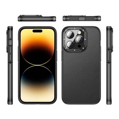 Apple iPhone 14 Pro Max Case Matte Transparent Carbon Fiber Look Wlons Marine Cover - 3