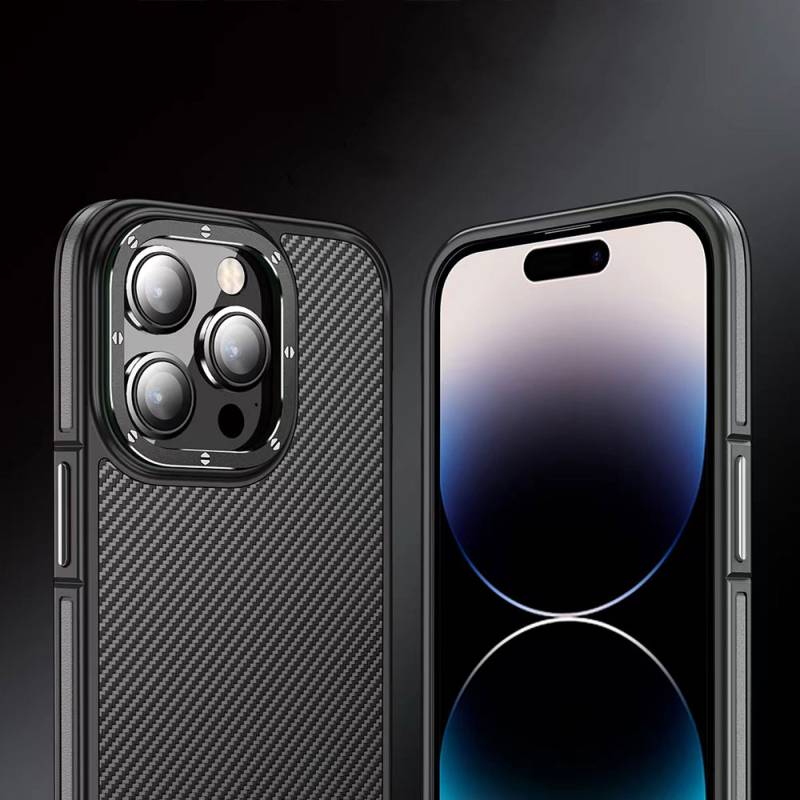 Apple iPhone 14 Pro Max Case Matte Transparent Carbon Fiber Look Wlons Marine Cover - 4