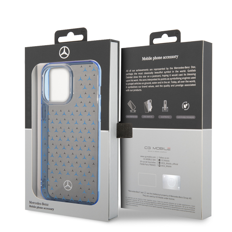 Apple iPhone 14 Pro Max Case Mercedes Benz Double Layer Star Patterned Design Cover - 16