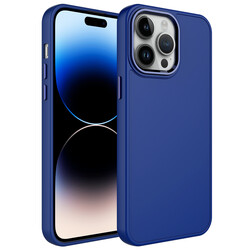 Apple iPhone 14 Pro Max Case Metal Frame and Button Design Silicone Zore Luna Cover - 1