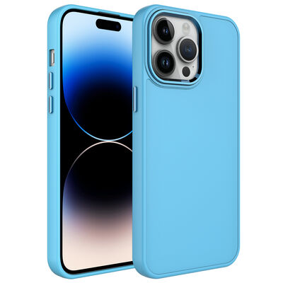 Apple iPhone 14 Pro Max Case Metal Frame and Button Design Silicone Zore Luna Cover - 11