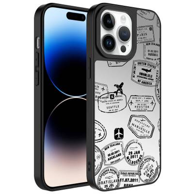 Apple iPhone 14 Pro Max Case Mirror Patterned Camera Protected Glossy Zore Mirror Cover - 7