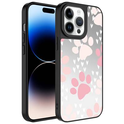Apple iPhone 14 Pro Max Case Mirror Patterned Camera Protected Glossy Zore Mirror Cover - 3