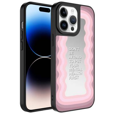 Apple iPhone 14 Pro Max Case Mirror Patterned Camera Protected Glossy Zore Mirror Cover - 6