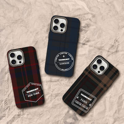 Apple iPhone 14 Pro Max Case Plaid Patterned Youngkit Gezhi Series Cover - 11