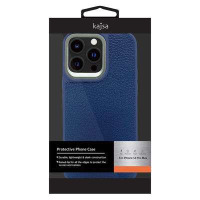 Apple iPhone 14 Pro Max Case Soft Leather Metal Camera Framed Kajsa Litchi Cover - 10