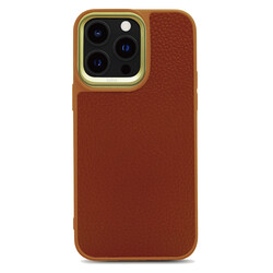 Apple iPhone 14 Pro Max Case Soft Leather Metal Camera Framed Kajsa Litchi Cover - 4