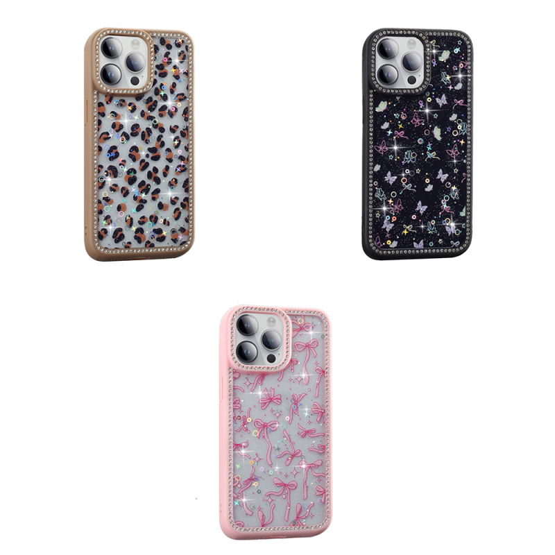 Apple iPhone 14 Pro Max Case Stone and Glitter Design Zore Azra Cover - 11