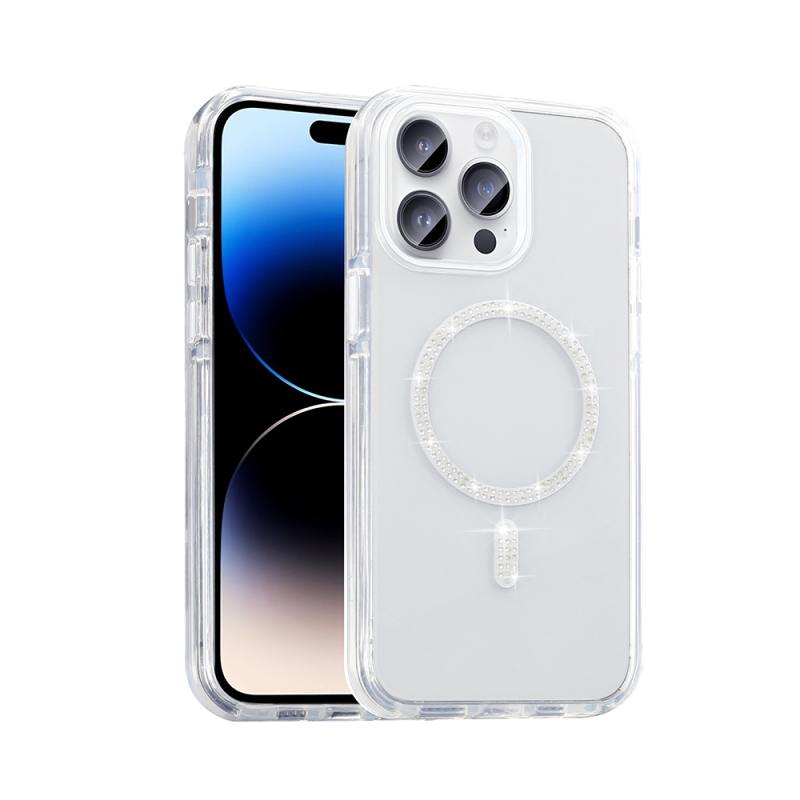 Apple iPhone 14 Pro Max Case Stone Design M-safe Charging Feature Zore Koment Silicone Cover - 1