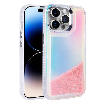 Apple iPhone 14 Pro Max Case with Airbag Colored Back Surface Bead Design Zore Kumul Cover - 1