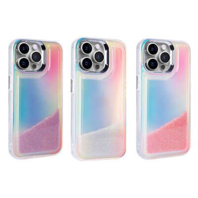 Apple iPhone 14 Pro Max Case with Airbag Colored Back Surface Bead Design Zore Kumul Cover - 2