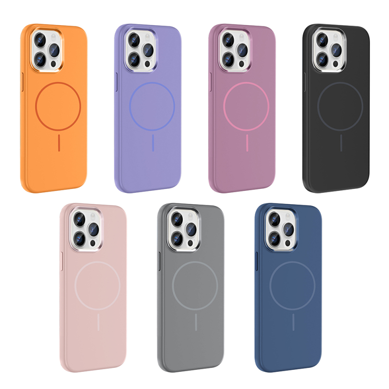 Apple iPhone 14 Pro Max Case with M-Safe Charging Feature, Metal Camera Frame, Zore Edi Silicone Cover - 23