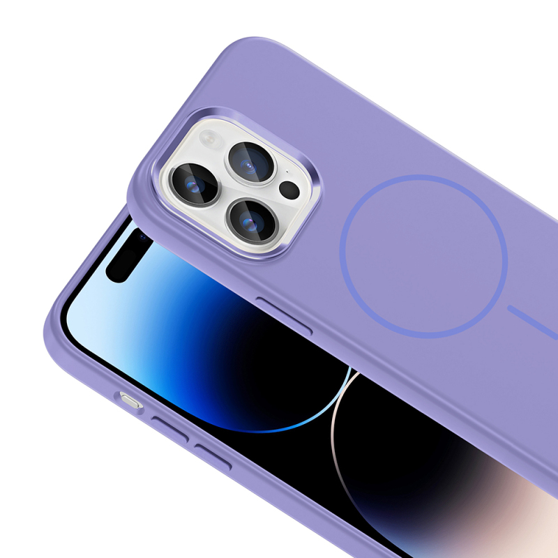 Apple iPhone 14 Pro Max Case with M-Safe Charging Feature, Metal Camera Frame, Zore Edi Silicone Cover - 18