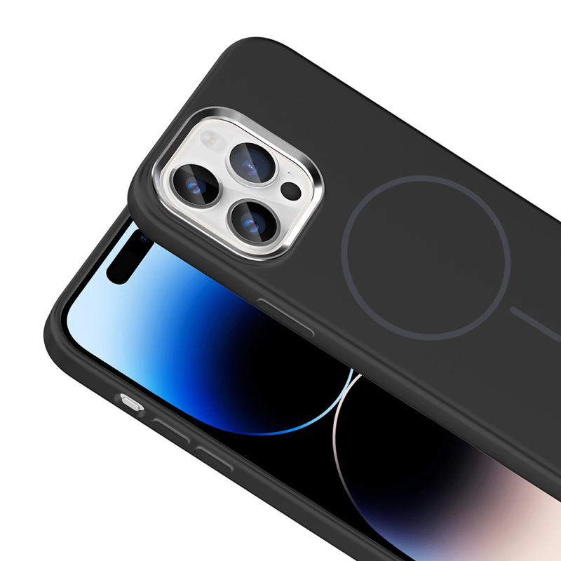 Apple iPhone 14 Pro Max Case with M-Safe Charging Feature, Metal Camera Frame, Zore Edi Silicone Cover - 22