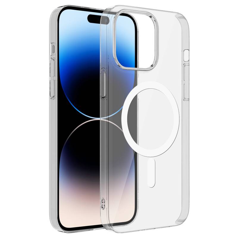 Apple iPhone 14 Pro Max Case Zore Wireless Charging Featured Transparent Single Camera Frame Porto Cover - 2