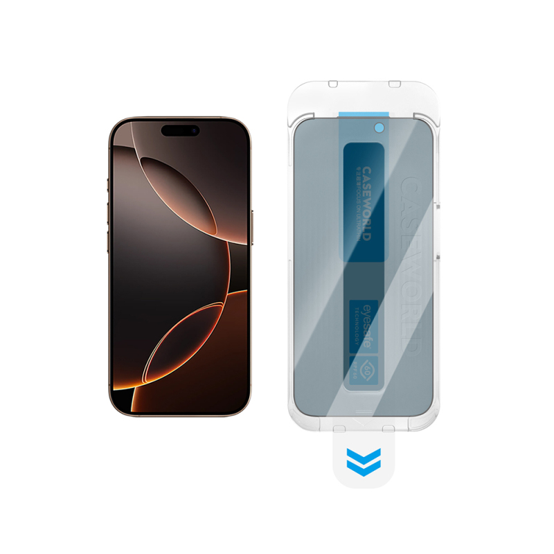 Apple iPhone 14 Pro Max CaseWorld Applicator Serisi 2.5D Eyesafe Mavi Işık Teknolojili 0.33mm Privacy Temperli Cam Ekran Koruyucu + Uygulama Aparatı - 6