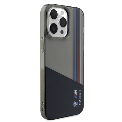 Apple iPhone 14 Pro Max Kılıf BMW Orjinal Lisanslı Yarı Transparan M Dizayn Çizgili Kapak - 5