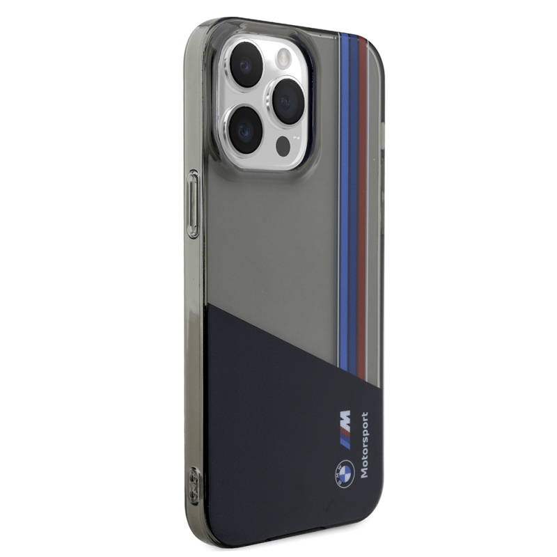 Apple iPhone 14 Pro Max Kılıf BMW Orjinal Lisanslı Yarı Transparan M Dizayn Çizgili Kapak - 5